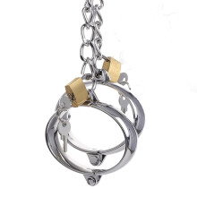 1 Pair of Handcuffs Made of Metal, Stainless Steel with Metal Chain with Lockable Handcuffs, Handcuffs for Wrist Restraints, Sex Toy