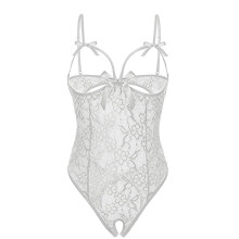Lace Clothing Underwear Women Lace Sexy Pyjamas One Piece Underwear Lingerie Yellow Women's Lingerie Sexy Transparent White XL