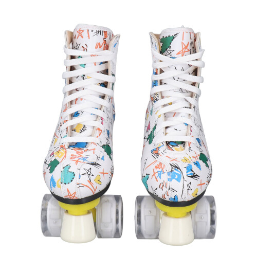 Zweireihige Rollschuhe mit 4 Rädern, weiße 2