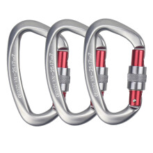 Equipo profesional de escalada en roca, mosquetón en forma de D con cierre de rosca, mosquetones de aleación de aluminio de alta resistencia, punta