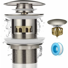 Bonde de baignoire escamotable durable avec conception anti-fuite, finition nickel brossé, bouchon de baignoire autoportant pour usage domestique