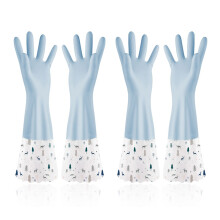 Guantes de limpieza de goma sin látex, guantes reutilizables para lavar platos con forro de algodón flocado, material resistente al agua y al