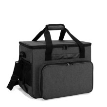 Sewing Tool Storage Bag Polyester With Multiple Pocket Design For Thread Spools Needles And Scissors Set Black