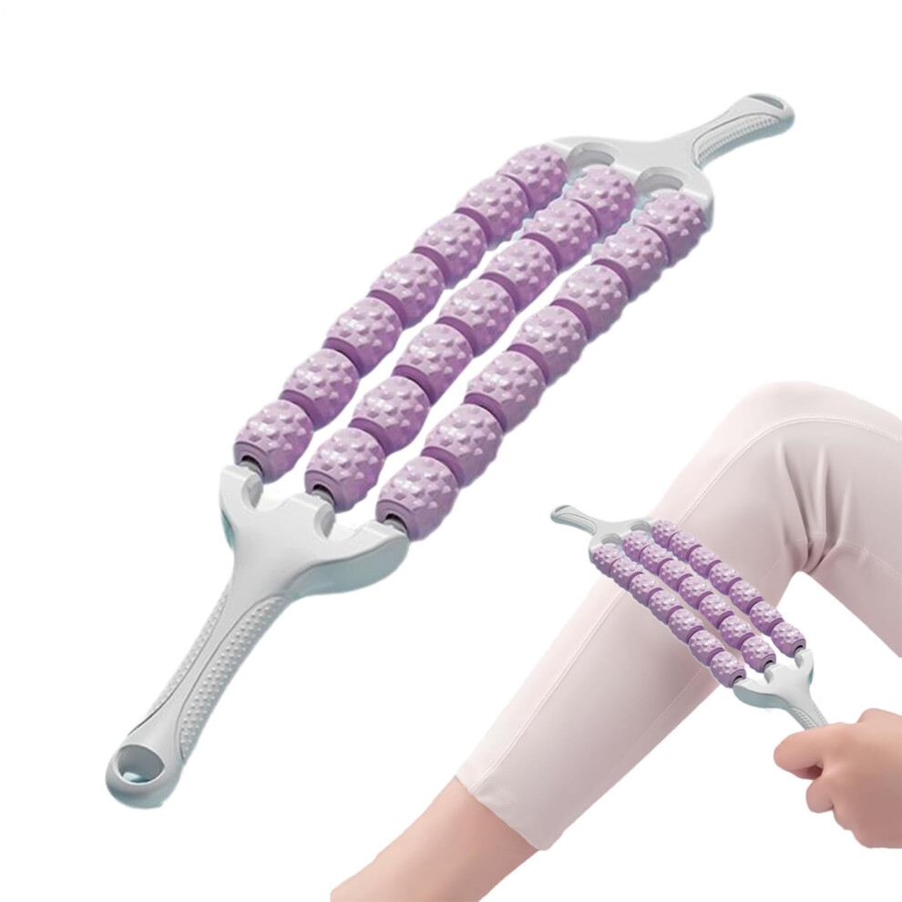 Purple Deep Tissue Massage Roller Stick Muscle Fascia Massage Tool For Sports, Yoga, Training Body Therapy With Trigger Point Activation,