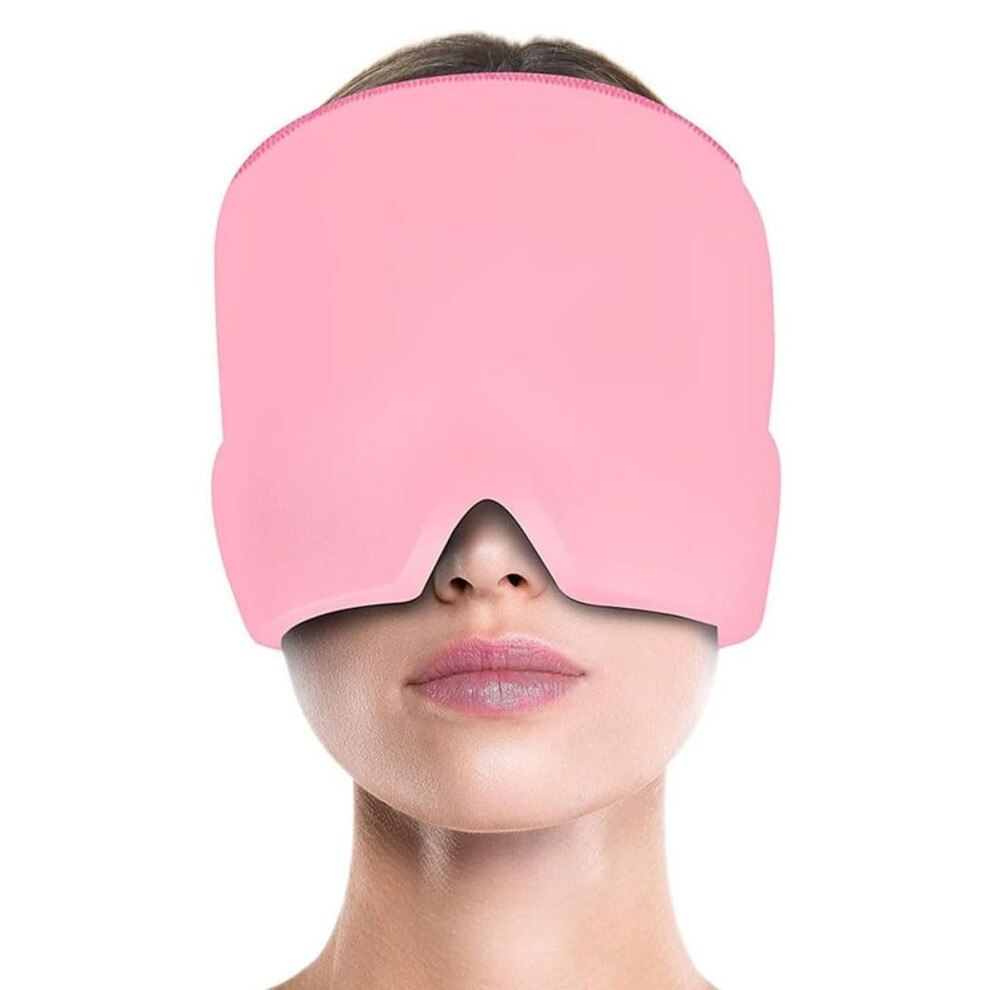 Pink Cooling Masks For Eyes, Headband For Hot And Cold Compression, Reusable, Relieves Migraines, Eye Swelling And Sinus Pressure (Pink)