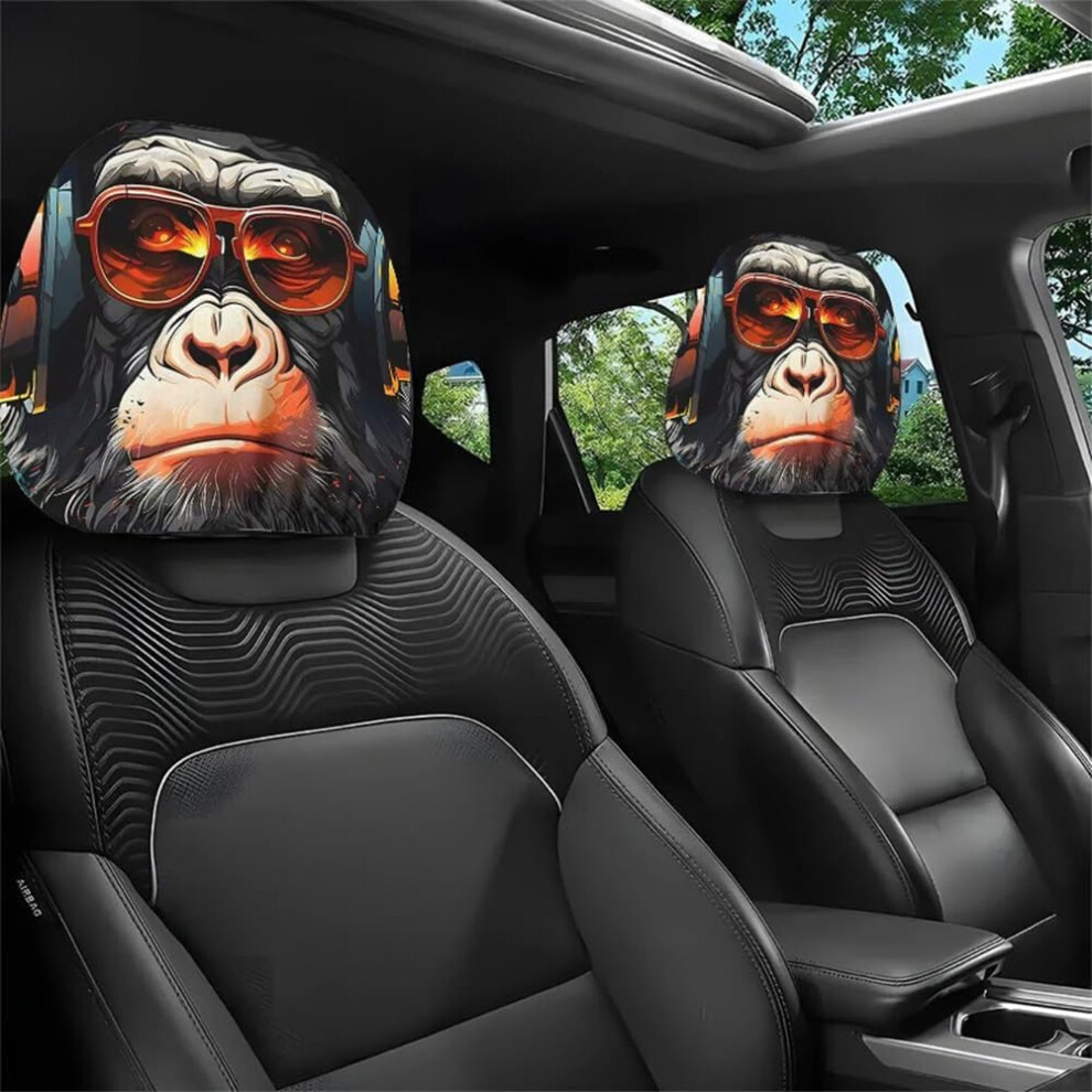 2 Pcs Funny Cartoon Car Headrest Covers With Big Eyes, Universal Fit Cute Car Seat Accessories 9323874526324