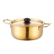 Ramen Pot Stainless Steel Noodle Pot With Lid And Double Handle 18/20/22/24 CM Gold Stock Pots For Soup Stew