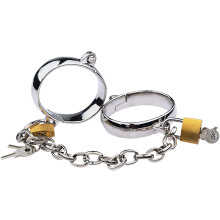 1 Pair SM Bondage Restraints Handcuffs/Foot Cuffs, Stainless Steel Oval Padlock