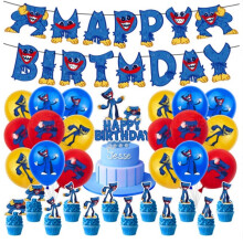 (Set)Striscione Topper Torta Papavero Playtime Huggy Wuggy Decorazioni Festa Compleanno