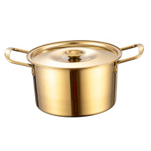 Stainless Steel Ramen Pot With Lid And Double Handles 16cm Noodle Soup Pot For Kitchen Stew Milk Heating