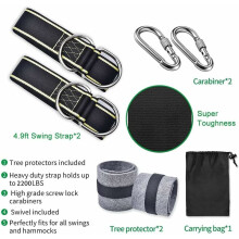 Sangles de suspension pour hamac compatibles avec crochet pivotant, sangles de protection en nylon durable avec sangles réglables et installation