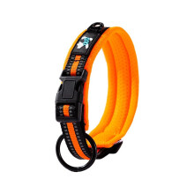 Dog Training Collar Soft Nylon And Padded Cotton, Adjustable Collar With Heavy Metal Clasp, Size M, Orange