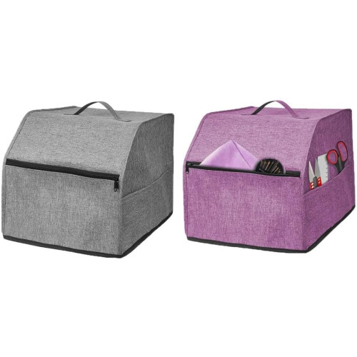 Space Saving Overlock Sewing Machine Cover With Pockets For Tools And Accessories Purple 2