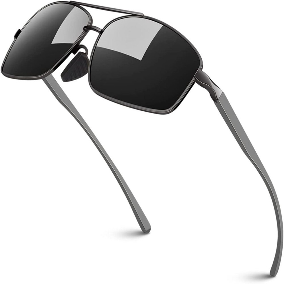 Comfortable Wearing Polarized Sunglasses with UV400 Protection, Anti-Glare 9-Layer TAC Lenses in Ultra Lightweight Al-Mg Frame, Spring Hinges and Adju