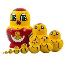 10Piece Vintage Wooden Matryoshka Dolls Set Russian Nesting Dolls Cartoon Duck Theme Cultural Gifts Home Decor