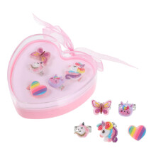 1 Box Unicorn Ring Dressing Rings for Children Princess Costume Jewellery 5Piece Set