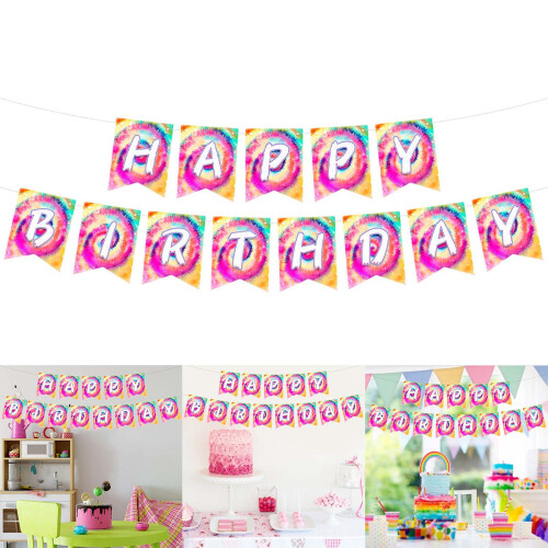 Creatieve viering wimpels tie kleurstoffen thema decoraties 1