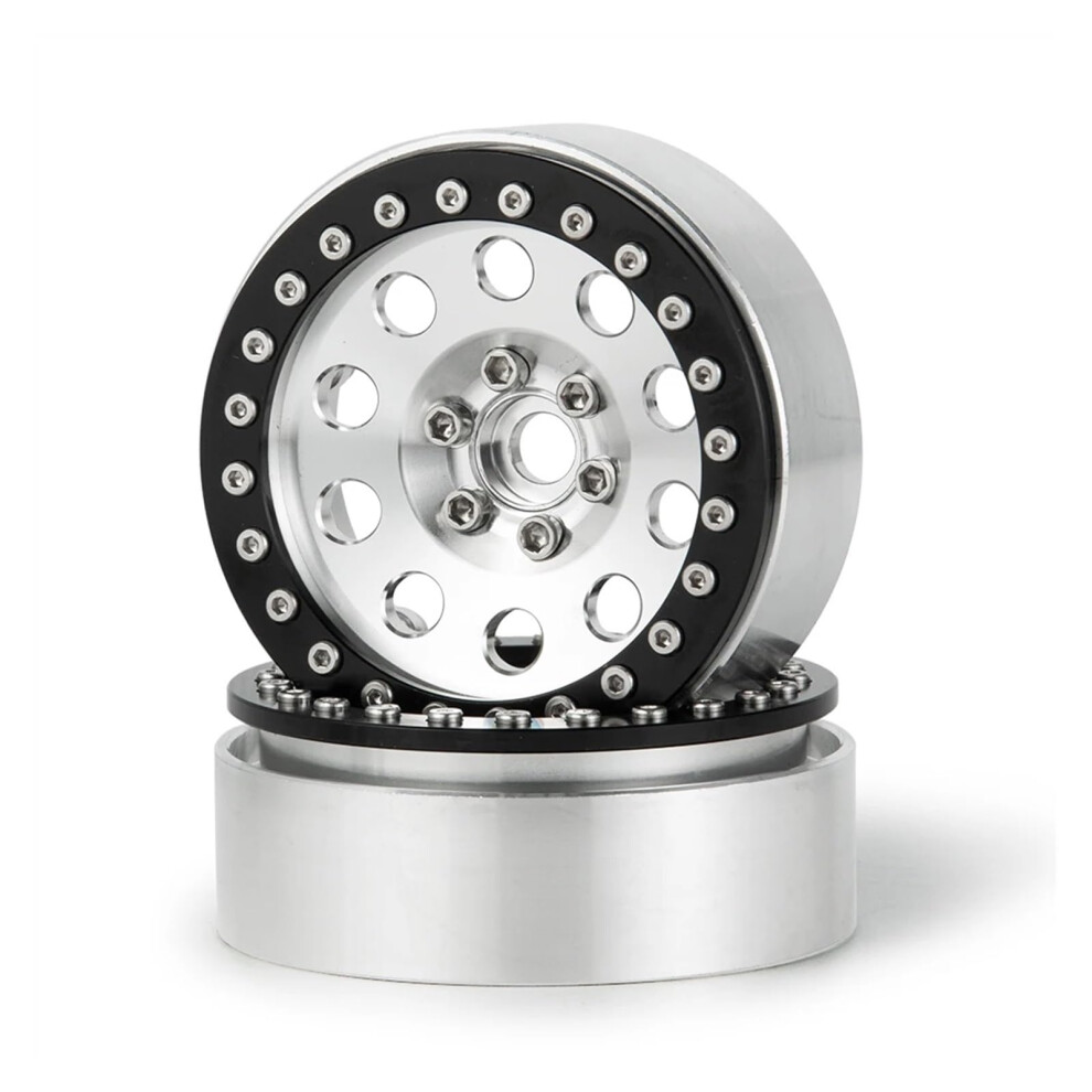 2.2 Inch Alloy Metal Beadlock Rc Crawler Wheels 25Mm Hub For Axial Scx10 Trx4 2Pcs Silver 9339159759998