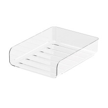Versatile stacked letter tray, secure buckle and easy stacking, stackable ABS storage box for home, singlelayer file holder, vertical transparent.