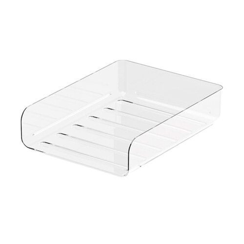 Versatile stacked letter tray, secure buckle and easy stacking, stackable ABS storage box for home, singlelayer file holder, vertical transparent.