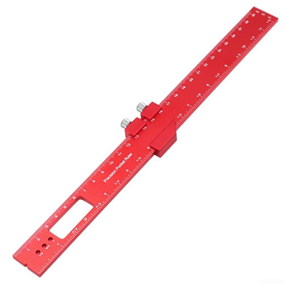 Woodworking Ruler Scriber Aluminum Alloy Scribing Gauge With Metric And Imperial Scales 160/200/300Mm Red H300 9001264410155
