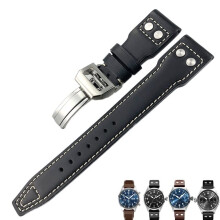 Watch strap made of Italian calf leather, 20 mm, 21 mm, 22 mm, for IWC Pilot Mark Portugieser Portofino watch straps black / white 22 mm.