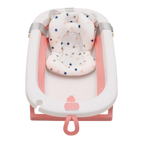 Living And Home Collapsible Baby Bathtub with Soft Support Cushion 1
