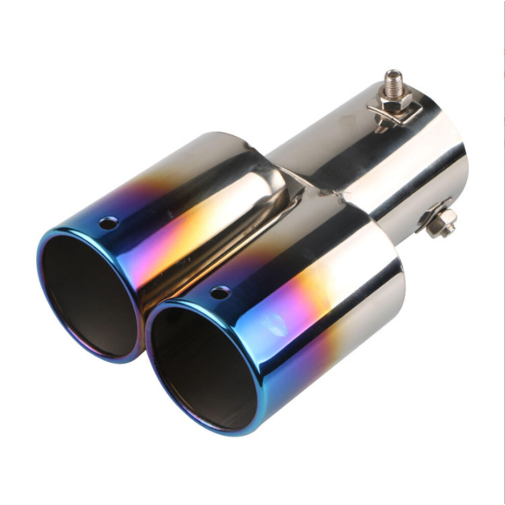Stainless Steel Car Exhaust Tail Pipe Facelift 20242025 Color Double Straight Silver/Blue 9119770253149
