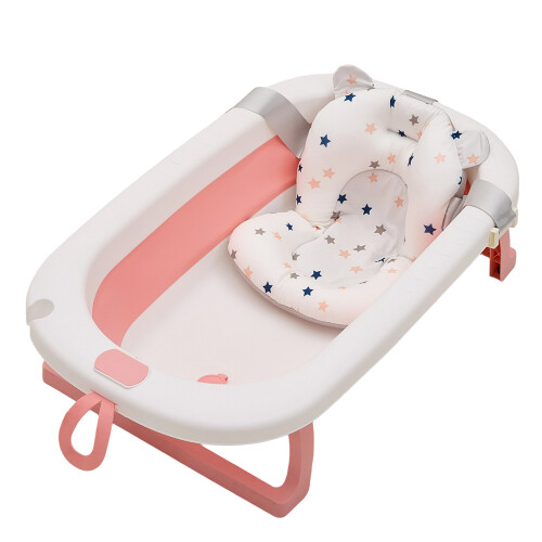 Living And Home Collapsible Baby Bathtub with Soft Support Cushion