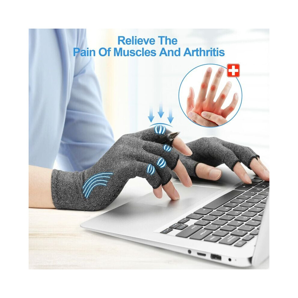 Hand Arthritis Relief With Moisture-Wicking Compression Gloves, Silicone Dotted Design Ensures Grip, Rheumatoid And Osteoarthritis Support, Anti-Slip