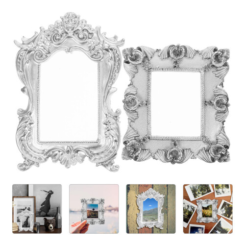 2 Pcs Decorative Photo Frame Vintage Picture Tiny Gold Frames 2