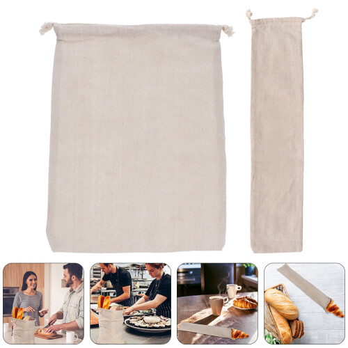 2 Unidades De Sacos Reutilizáveis Para Pão Com Cordão 2