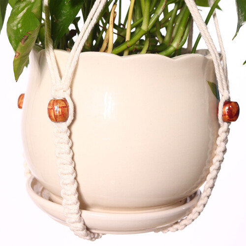 Κρεμάστρα φυτών Boho Home Decor με ξύλινες χάντρες για χειροποίητη κρεμάστρα φυτών, 2