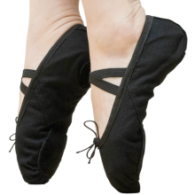 Scarpette da ballo in tela di alta qualità per donna, fodera in morbido cotone, suola divisa, design con coulisse elastica e suola in pelle