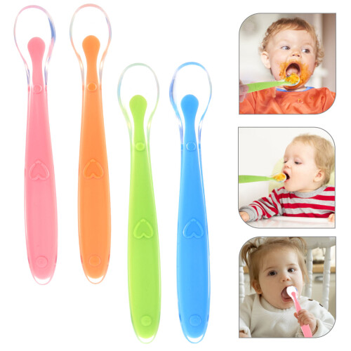 4 Colheres De Silicone Para Bebê Alimentos Sólidos 2