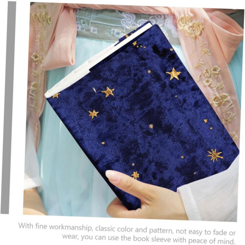 Fabric Book Cover for Notebooks – Elegant Protective Covers with Star and Moon Pattern 2