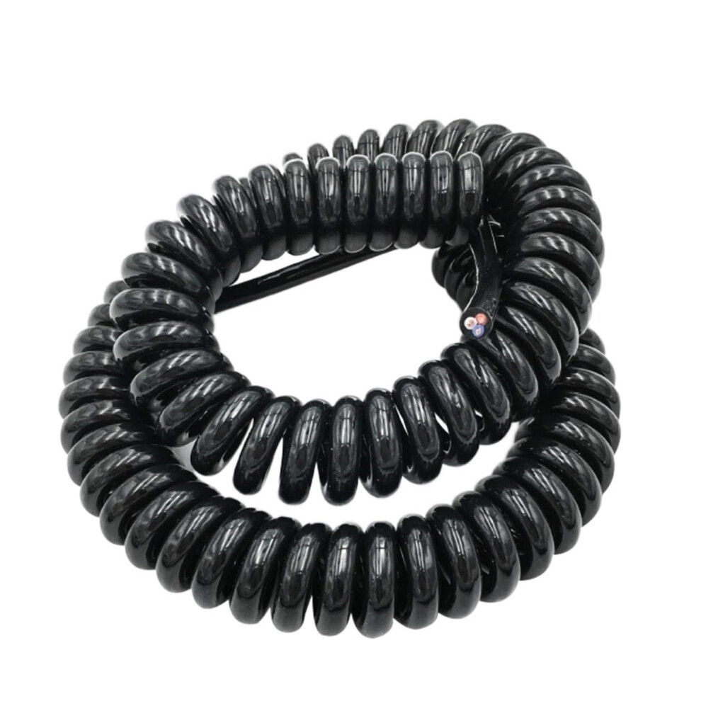 Power Cord Telescopic Spiral Cable, Black 2Core Retractable Coil, 14Awg/17Awg/20Awg/24Awg, 0.5M7.5m Line Length 9339159761922
