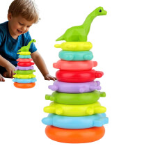 Kinder Stacking Rings Toy Rainbow Balance Stacking Game Educational Toy for Kindergarten, Nursery, Preschool, and OntheGo Dinosaur