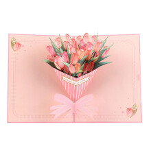 Tulips Bouquet Popup Card, Handmade Flower Greetings Card, Mother's Day Popup Card, Valentine's Day Graduation Card