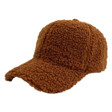 (Coffee)Berretto baseball donna lana agnello pile colore puro caldo outdoor autunno inverno