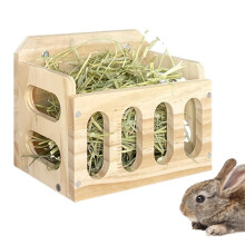 Rabbit Hay Feeder, Hay Rack for Guinea Pigs, Wooden Holder Shelf 23.5*13.5*17cm