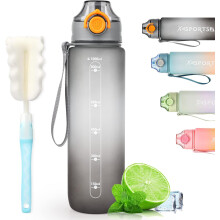Motiverende vannkanne, 1 liter med tidsmarkør for trening, lekkasjesikker og BPA-fri, gjenbrukbar og bærbar for kvinner, menn, treningsstudio,