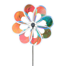 Selbstgemachte Windmühle, bunte Windmühle mit robusten und langlebigen Fiberglasflügeln, einfach zu installierender Erdspieß für Garten und Hof,
