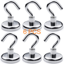 Neodymium magneethaken, krachtige haken, eenvoudig te installeren, voor ophangen in huis, keuken of garage (lange levensduur, 6 stuks)