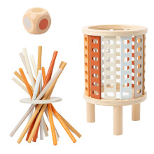 Wooden Blocks Stacking Game, Fine Motor Skills Building Blocks  Natural Tower Toy