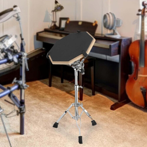 Drum Practice Pad with Stand, Height Adjustable Legs, Quiet Practice Pad for Drummers, Black 2