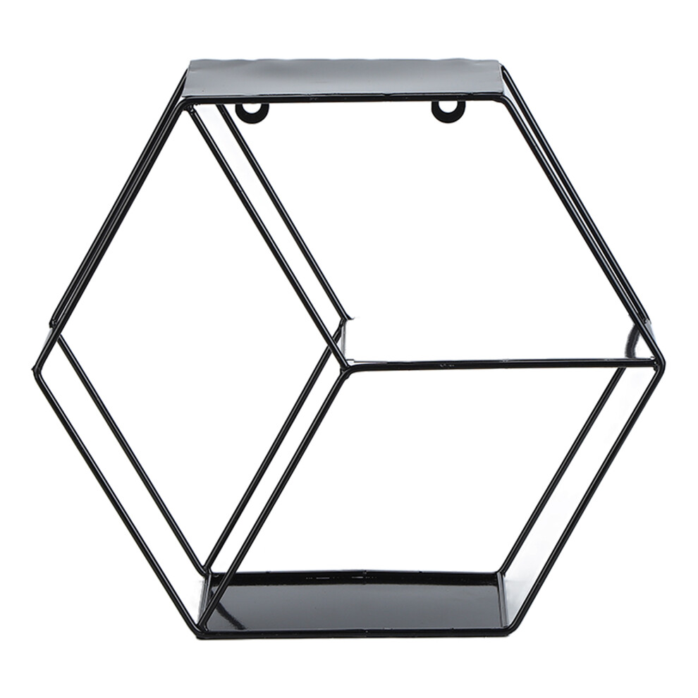 Floating Display Shelf For Dormitory And Office Use, Decorative Wall Mount, Rustic Geometric Shelf With Iron And Wood Material 9554910839225