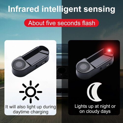 Solar Powered Fake Car Alarm with Red LED Light, Intelligent Light Sensor 1
