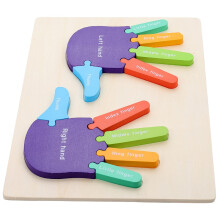 1Set Wooden Puzzle for Learning Toy with Cartoon Hand Design, Enhances Logical Thinking and Creativity for Early Education and Cognitive Development