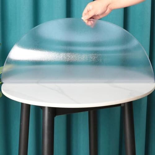 Transparent PVC Round Tablecloth 65cm Diameter 3mm Thick Heat Resistant Matte Finish Dining Table Protector